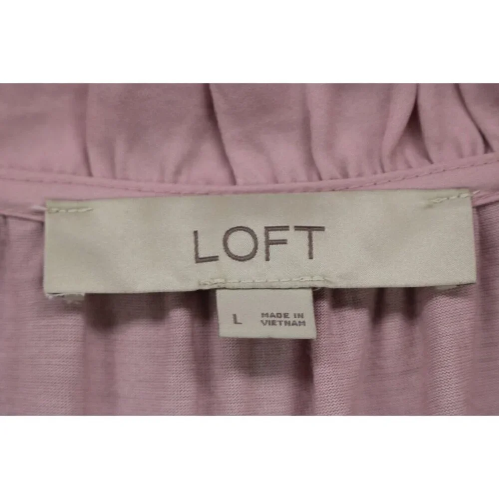 Loft Long Puff Sleeves Silky Tunic-Size Large-Rayon